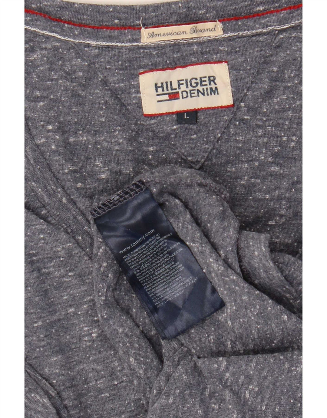 T-shirt da donna Tommy Hilfiger Top UK 16 grande poliestere chiazzato grigio