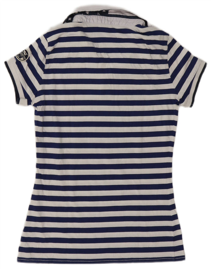 Polo da donna North Sails UK 12 cotone a righe blu navy medio