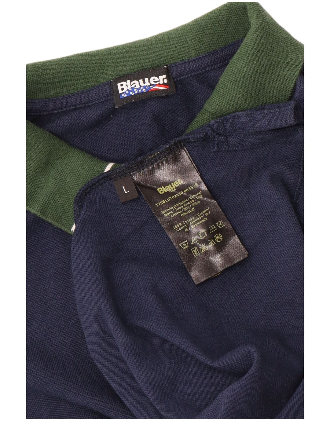 Polo da uomo Blauer grande in cotone color block blu navy
