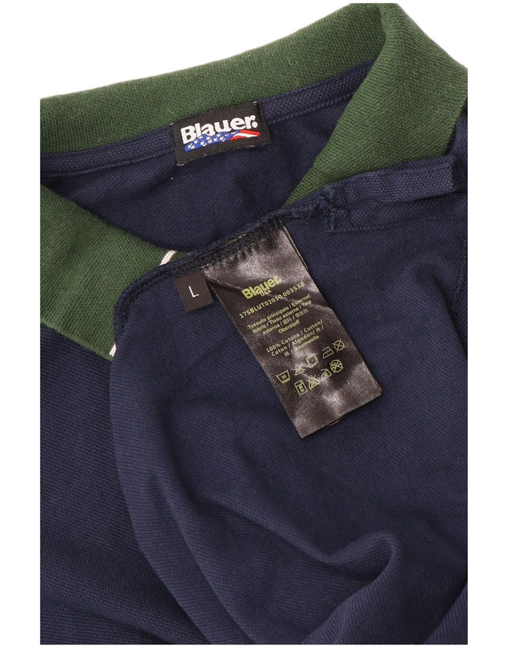Polo da uomo Blauer grande in cotone color block blu navy