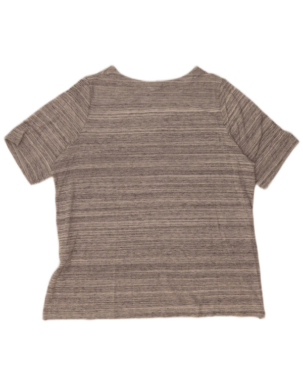 Nike Womens T-Shirt Top UK 14 Medium Grey Striped Cotton