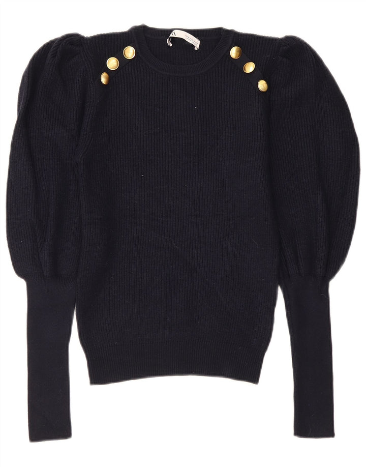 Maglione maglione girocollo da donna Zara UK 12 blu navy medio