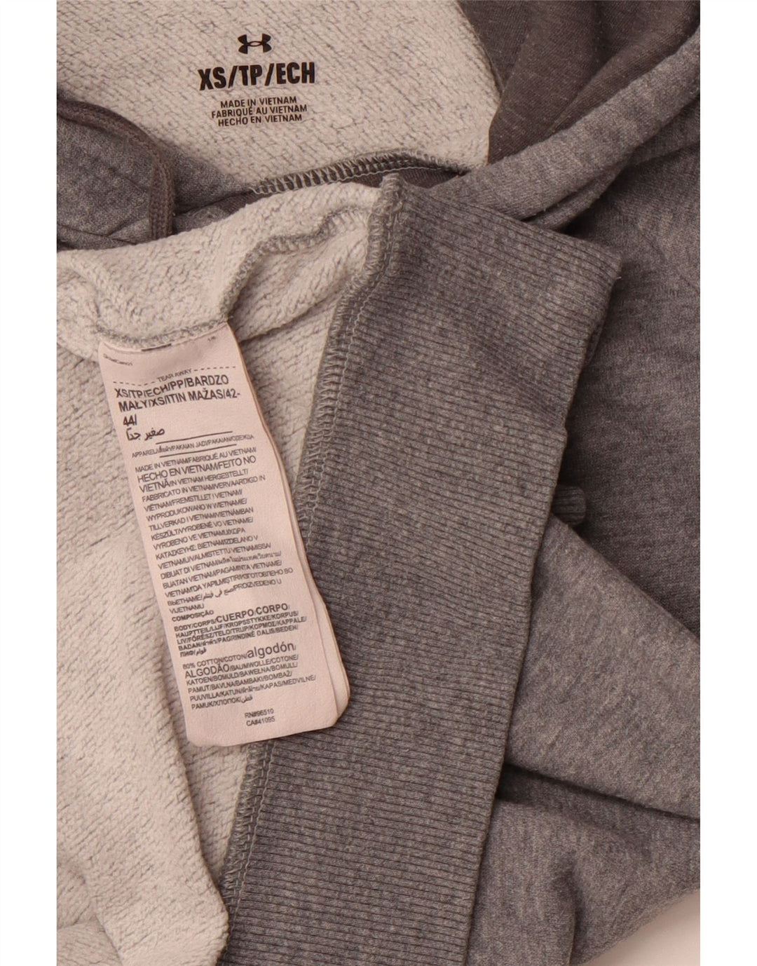 Felpa con cappuccio da uomo UNDER ARMOUR XS in cotone grigio