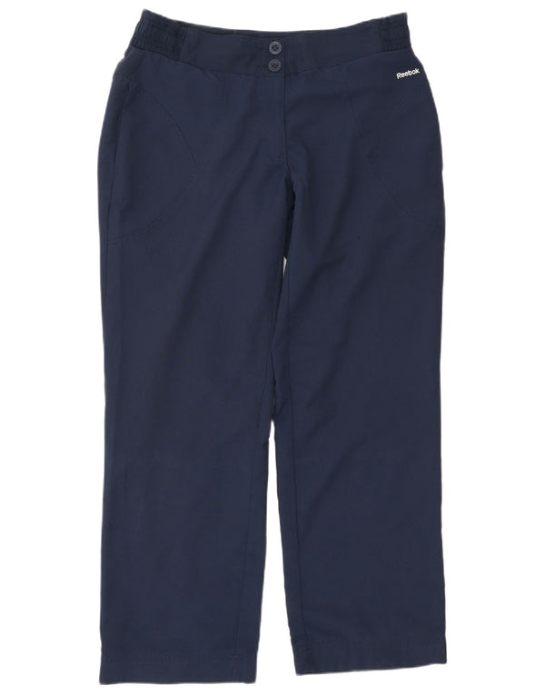 REEBOK Pantaloni casual dritti da uomo medi W32 L28 poliestere blu navy