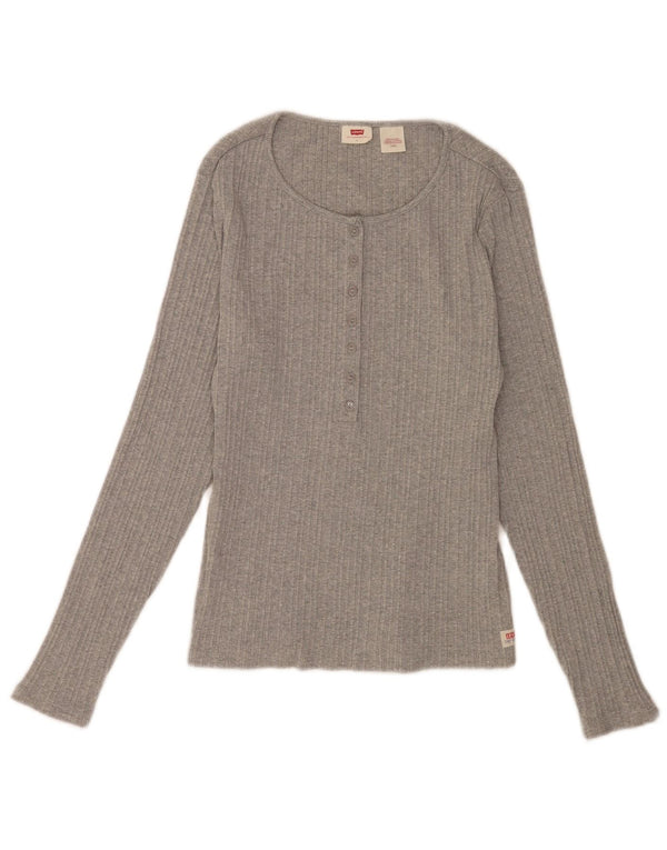Levi's Donna Regular Top Manica Lunga UK 14 Large Grigio