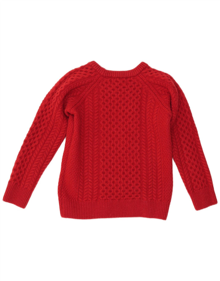 ORIGINAL ARAN CO. Maglione da donna con scollo a barchetta UK 12 Lana rossa media