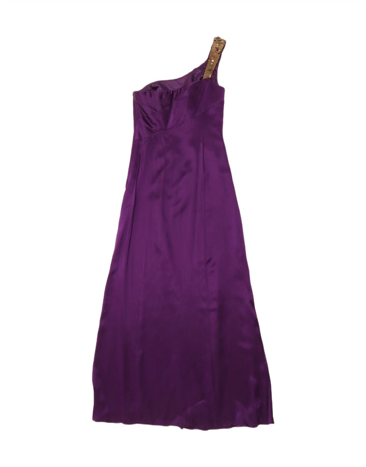 MONSOON Womens One Shoulder Dress UK 10 Small  Purple Silk