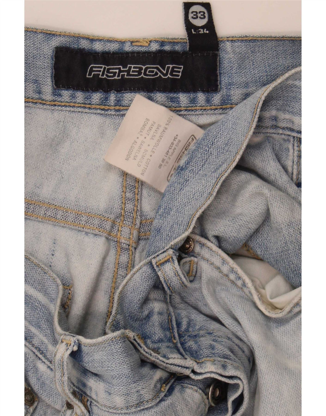 Jeans bootcut da uomo Fishbone W33 L34 cotone blu