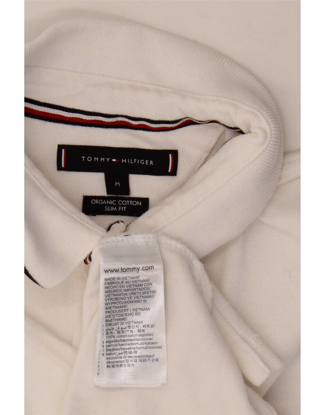 Polo da uomo slim fit Tommy Hilfiger in cotone bianco medio
