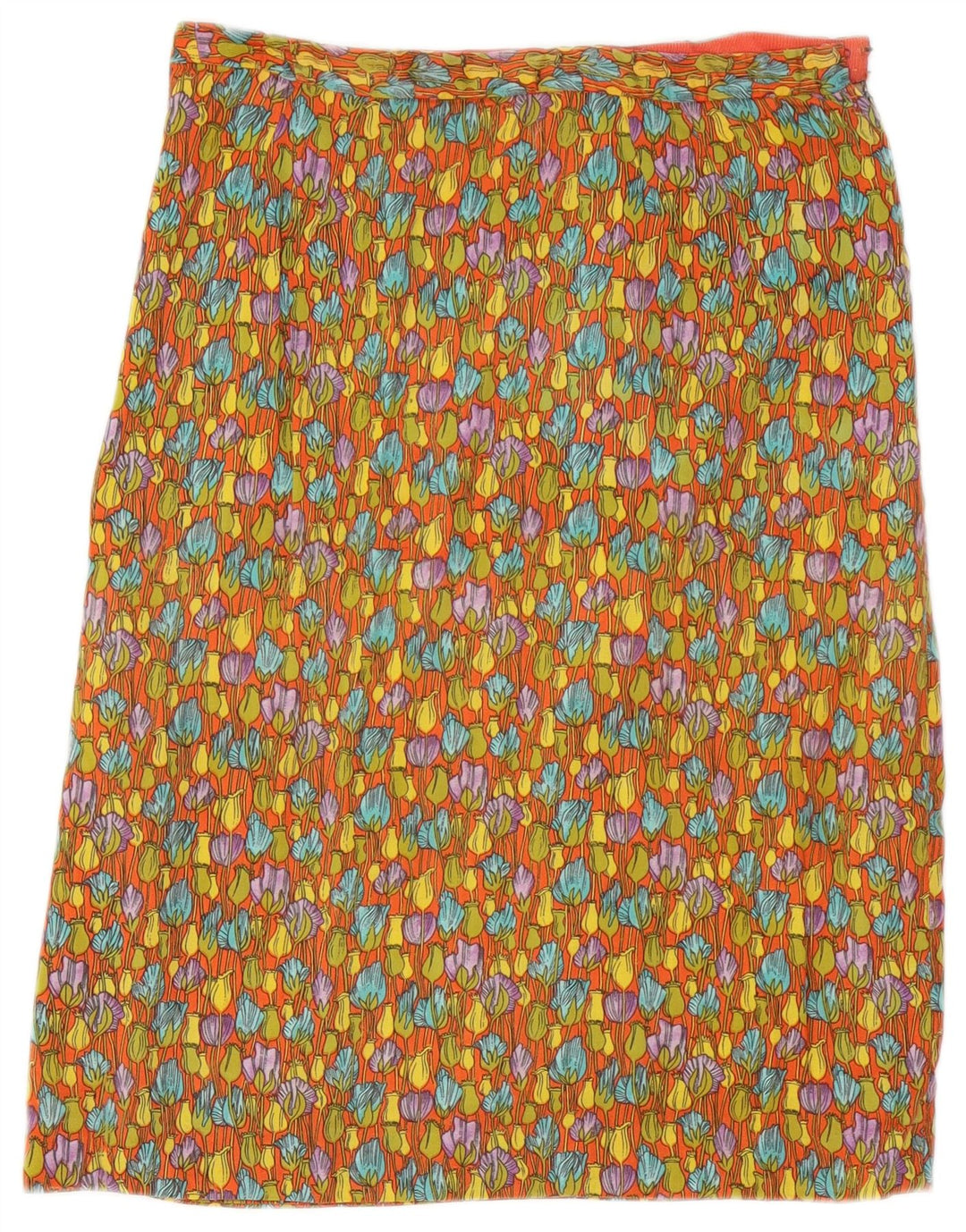 Gonna dritta da donna vintage W29 floreale arancione medio