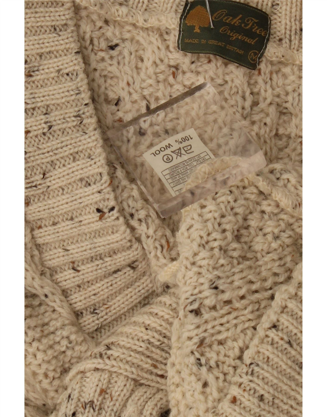 Maglione cardigan da uomo OAK TREE in lana screziata beige medio