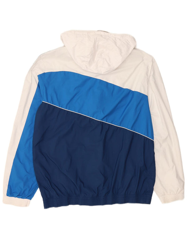 Adidas Giacca antipioggia da uomo con cappuccio UK 40 Large Blu Navy Colourblock Poliestere