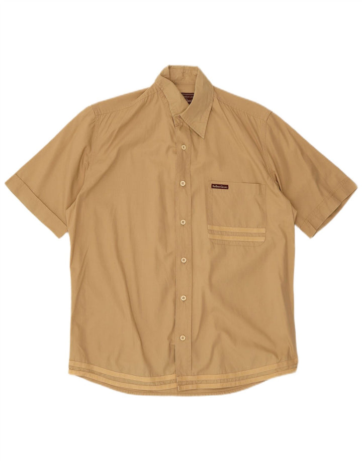 MARLBORO CLASSICS Camicia utility a maniche corte da uomo piccola a righe beige
