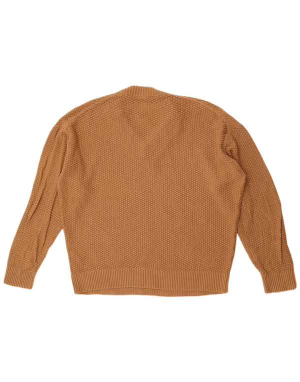 Maglione da uomo con scollo a V Abercrombie & Fitch di grandi dimensioni in cotone marrone