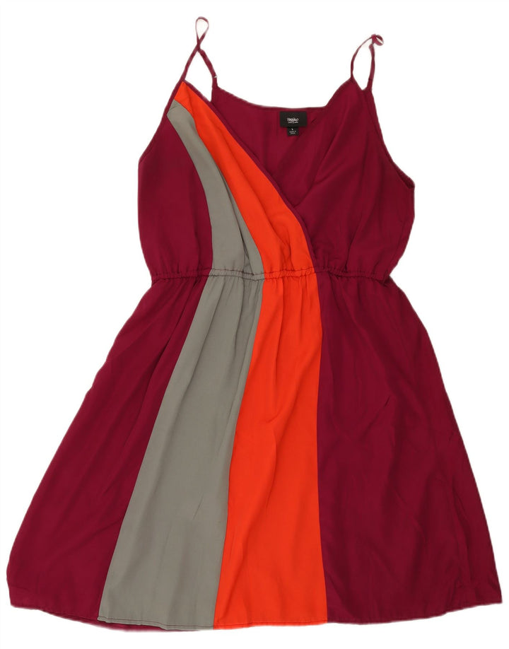 Abito sottoveste da donna MOSSIMO UK 14 Grande poliestere color block bordeaux