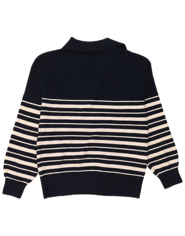 Maglione maglione da donna Marks & Spencer con collo alto UK 6 XS blu navy a righe
