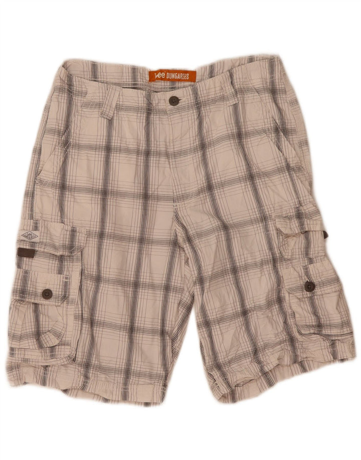 Pantaloncini cargo da uomo Lee W32 in cotone scozzese medio bianco