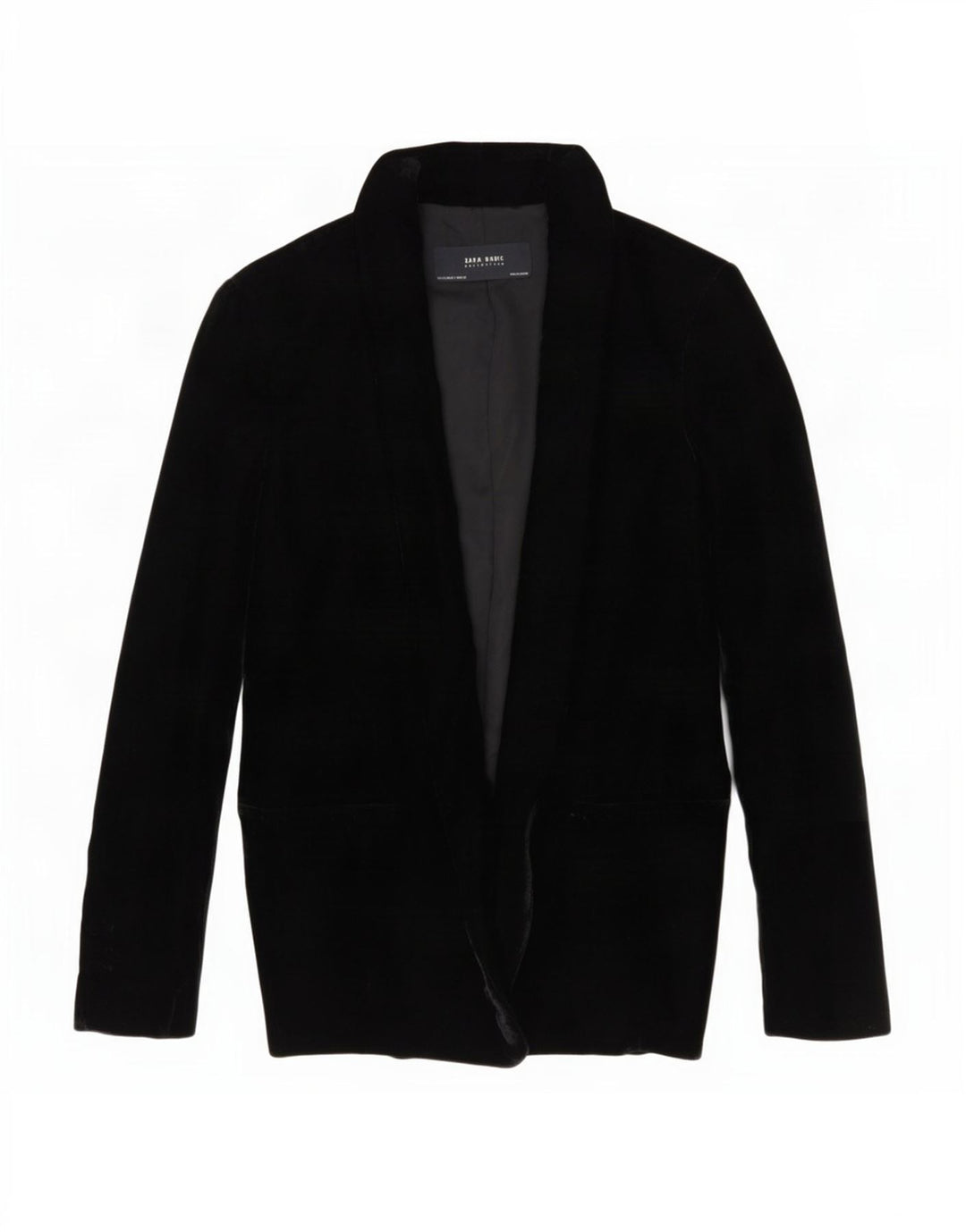Giacca blazer aperta in velluto da donna Zara UK 10 piccola poliestere nero