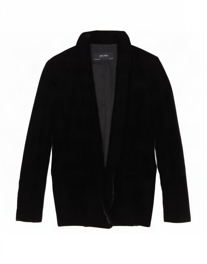 Giacca blazer aperta in velluto da donna Zara UK 10 piccola poliestere nero
