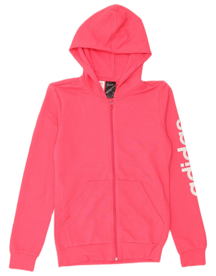 Felpa con cappuccio e zip grafica ADIDAS per ragazze 13-14 anni in cotone rosa