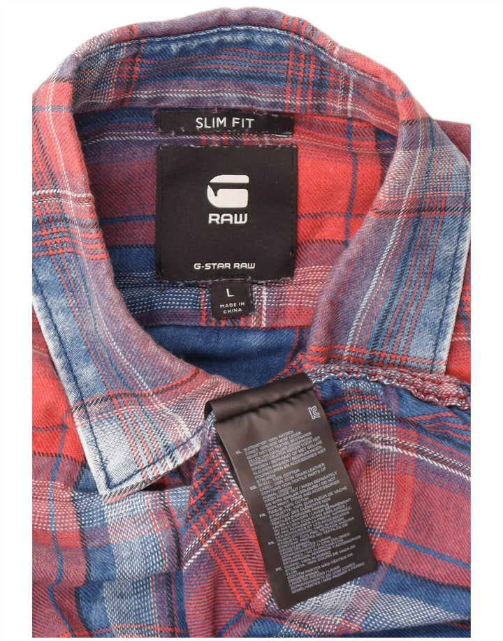 Camicia G-Star da uomo slim fit in cotone a quadri blu grandi