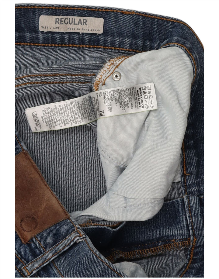 Jeans dritti regolari da uomo Zara W34 L29 cotone blu