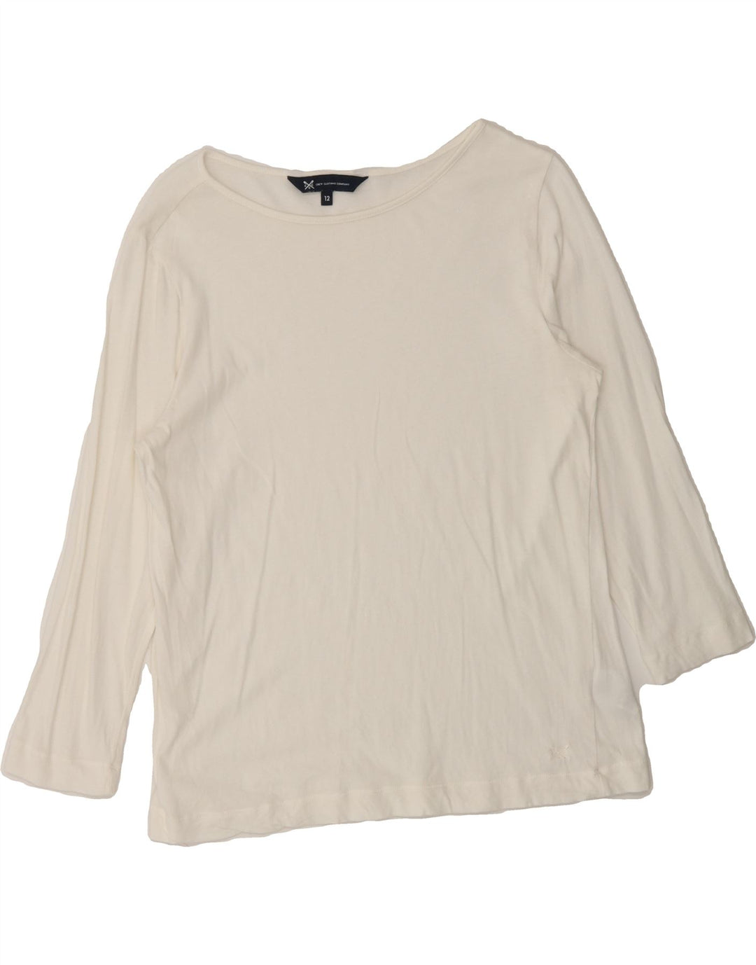 CREW CLOTHING Womens Top 3/4 Sleeve UK 12 Medium  White Cotton Vintage Crew Clothing and Second-Hand Crew Clothing from Messina Hembry 