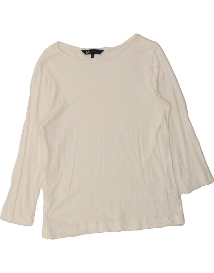 CREW CLOTHING Womens Top 3/4 Sleeve UK 12 Medium  White Cotton Vintage Crew Clothing and Second-Hand Crew Clothing from Messina Hembry 