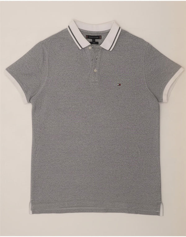 Polo da rugby da uomo slim fit Tommy Hilfiger grande grigia
