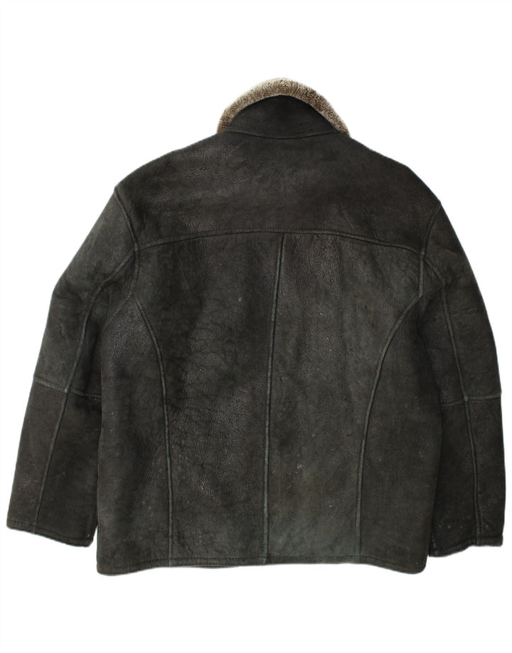 Giubbotto shearling vintage da uomo UK 42 XL in pelle nera