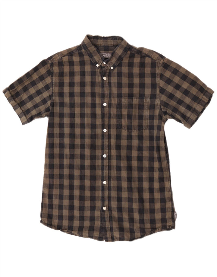 Camicia da uomo Regular Fit Jack & Jones in cotone a quadretti marrone medio