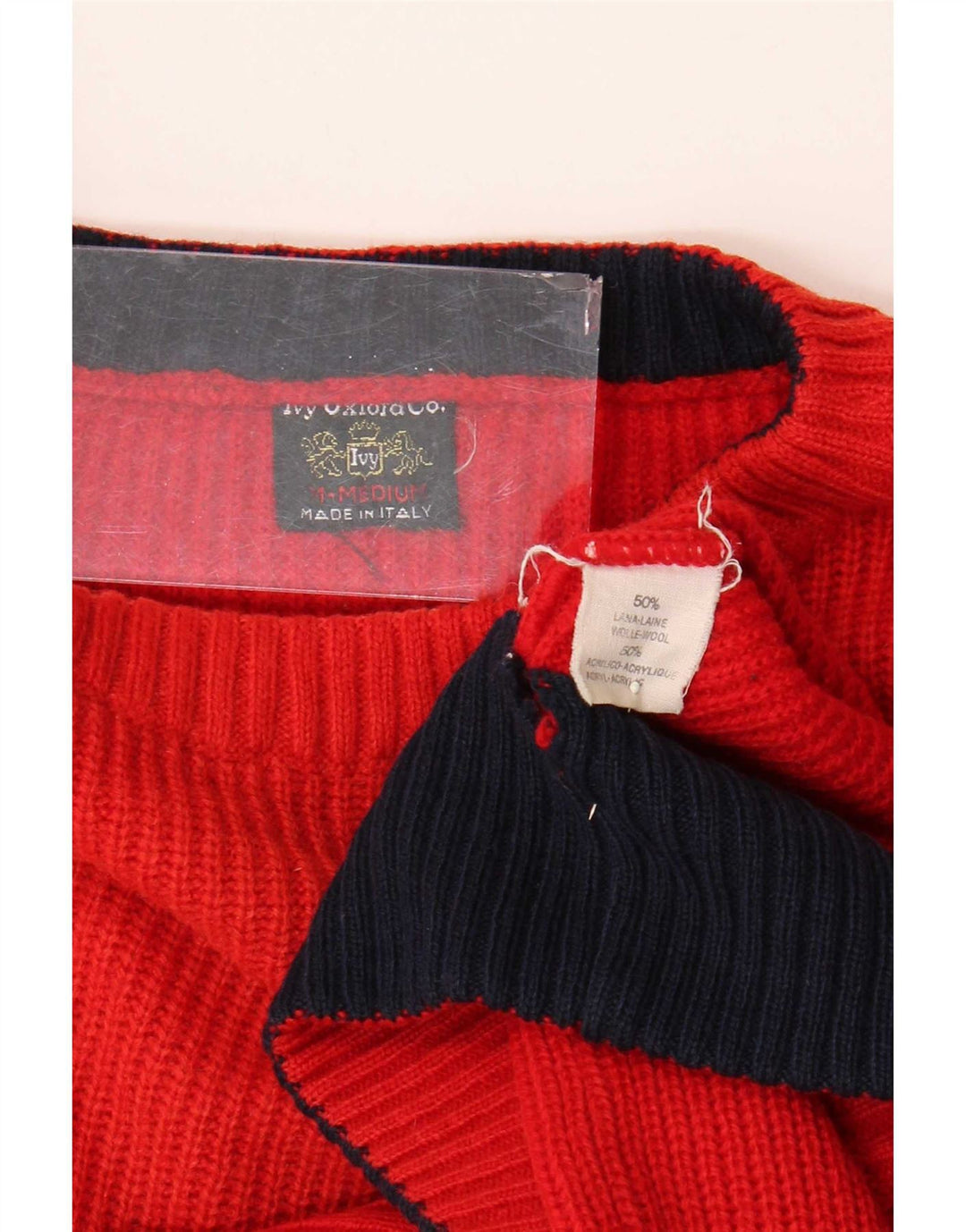 Maglione maglione girocollo da uomo Ivy Oxford in lana rossa media