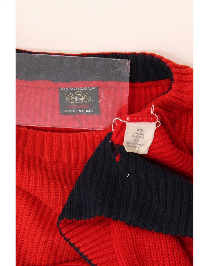 Maglione maglione girocollo da uomo Ivy Oxford in lana rossa media