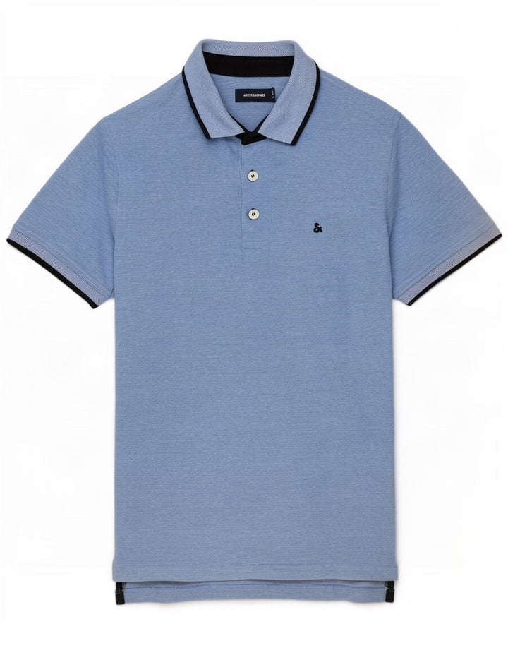 Polo da uomo Jack & Jones in cotone blu medio