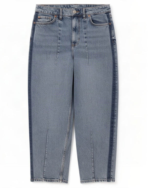 Jeans corti a vita alta da donna Marks & Spencer UK 10 piccoli W30 L24 blu