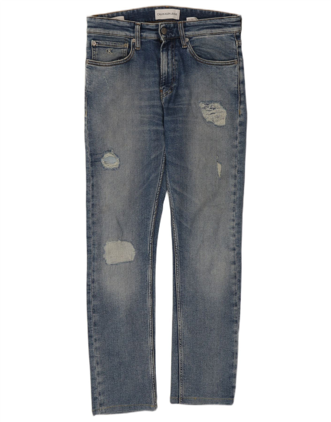 Jeans slim invecchiati da uomo Calvin Klein W29 L28 cotone blu