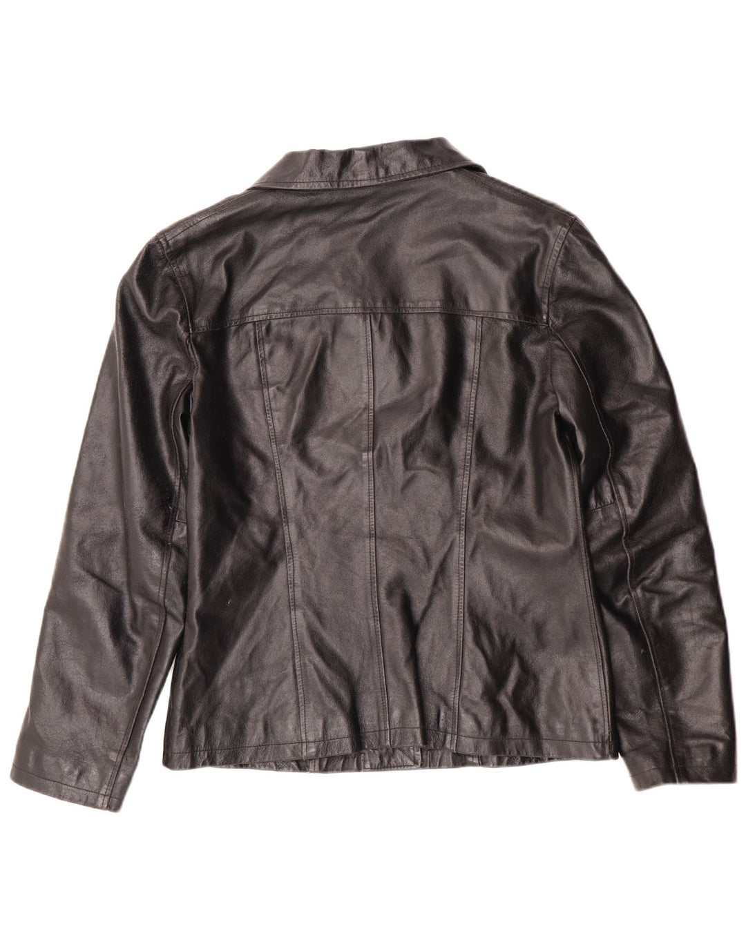 Giacca in pelle vintage da donna UK 12 media in pelle nera classica