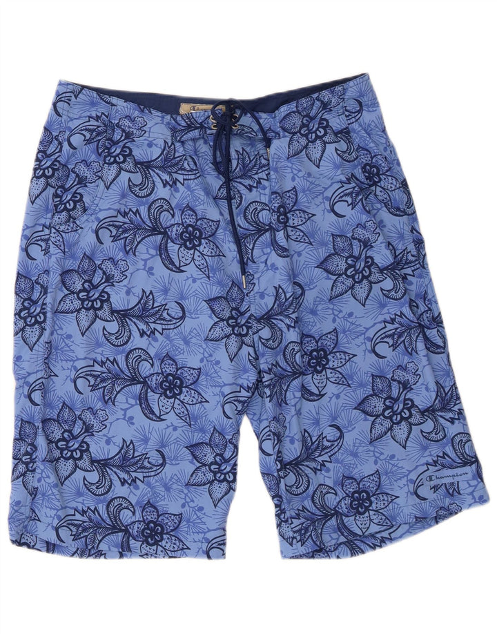 Pantaloncini da bagno da uomo Champion Grande spiaggia in poliammide floreale blu