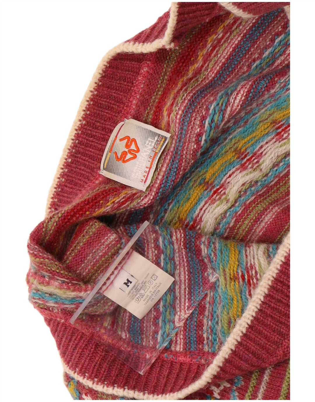 Maglione cardigan da donna Stefanel UK 14 lana Fair Isle rossa media