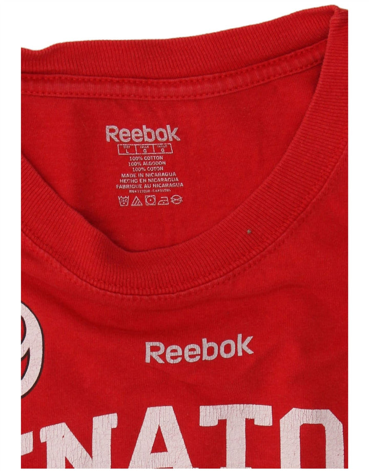 REEBOK Mens Graphic T-Shirt Top Large Red Cotton