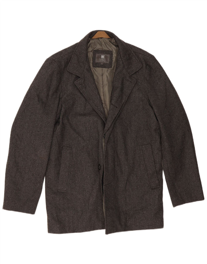 Cappotto da uomo Marks & Spencer UK 40 Large Grey Herringbone Classic