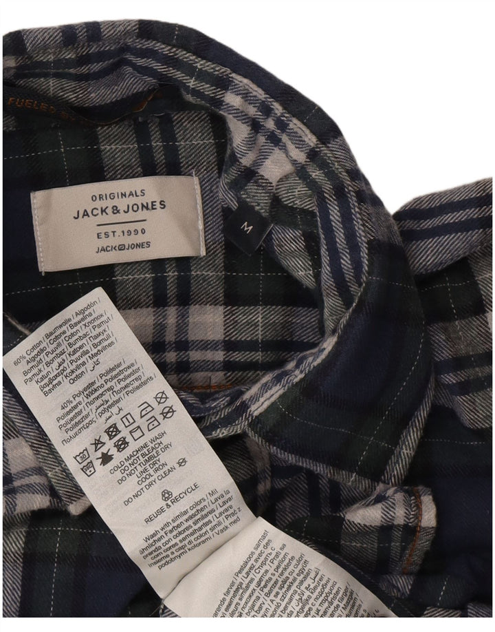 Jack & Jones Camicia da uomo in flanella di cotone a quadri blu navy medio