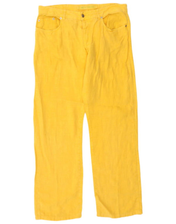Pantaloni casual dritti da uomo Etro W34 L30 Lino giallo