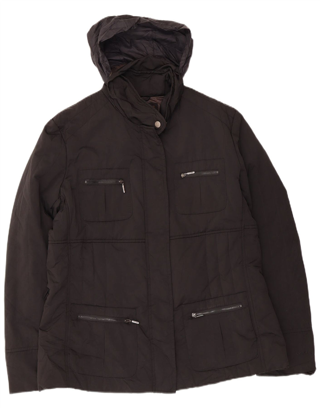 Geox Giacca da donna Respira con cappuccio Utility UK 14 Large Nero Poliestere