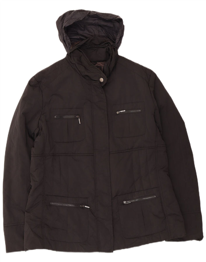 Geox Giacca da donna Respira con cappuccio Utility UK 14 Large Nero Poliestere