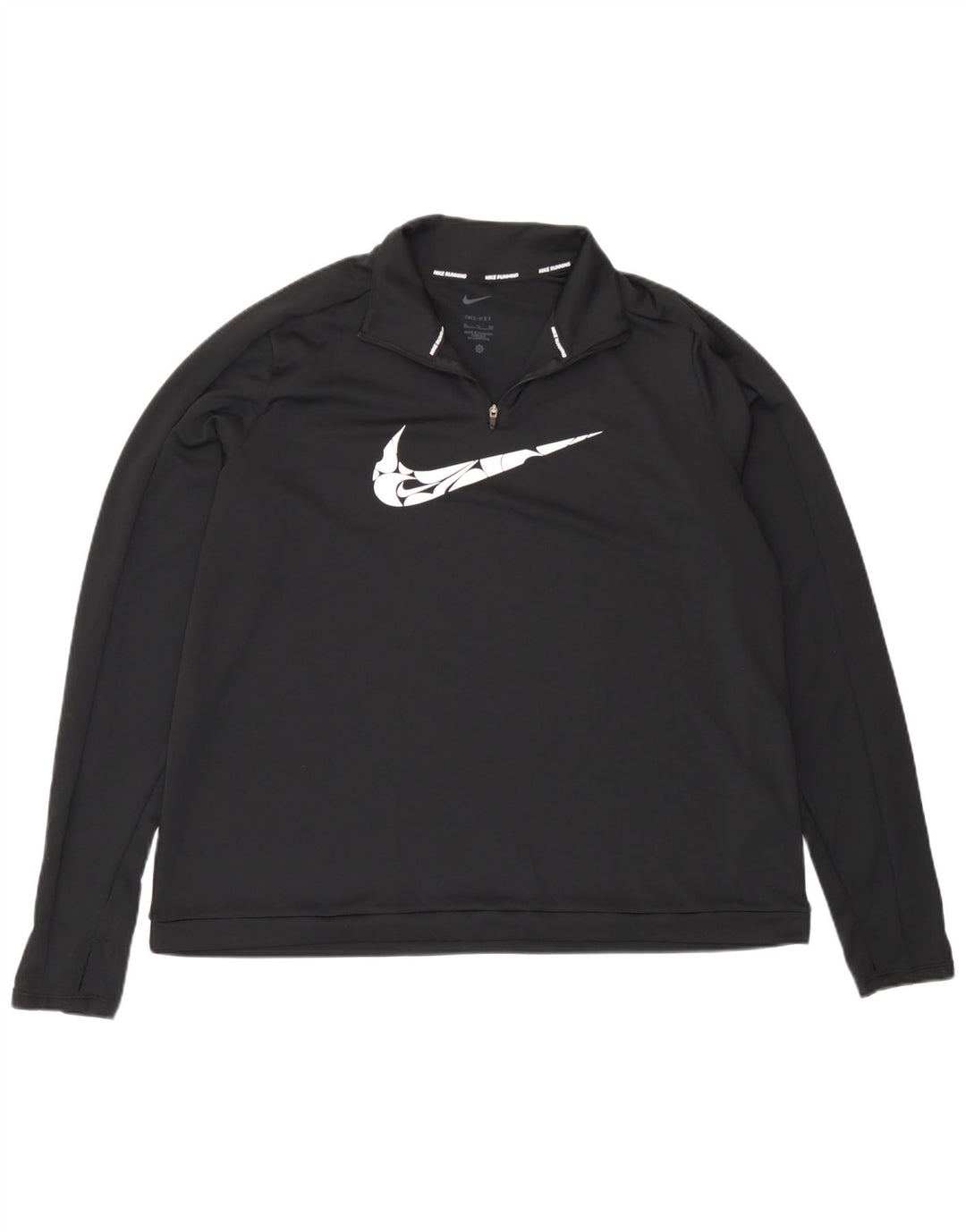 Top della tuta pullover con zip grafica Nike Dri Fit da donna UK 18 XL Nera