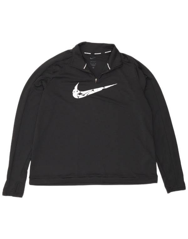 Top della tuta pullover con zip grafica Nike Dri Fit da donna UK 18 XL Nera