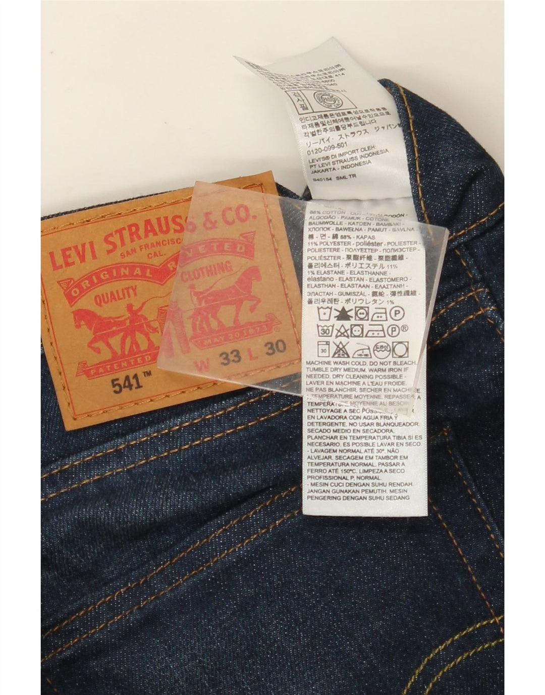 LEVI'S Jeans da uomo 541 affusolati W33 L30 in cotone blu