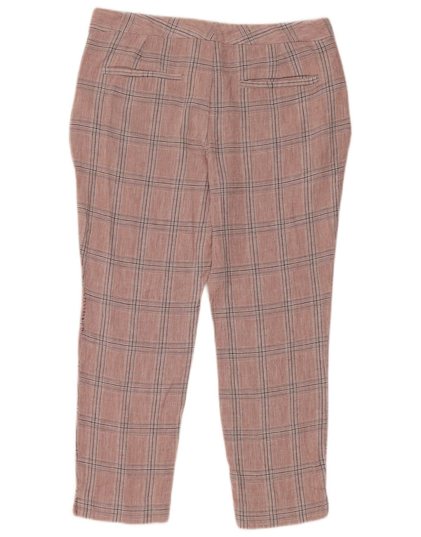 Pantaloni chino slim corti da donna Zara EU 38 Small W28 L23 viscosa a quadri rosa