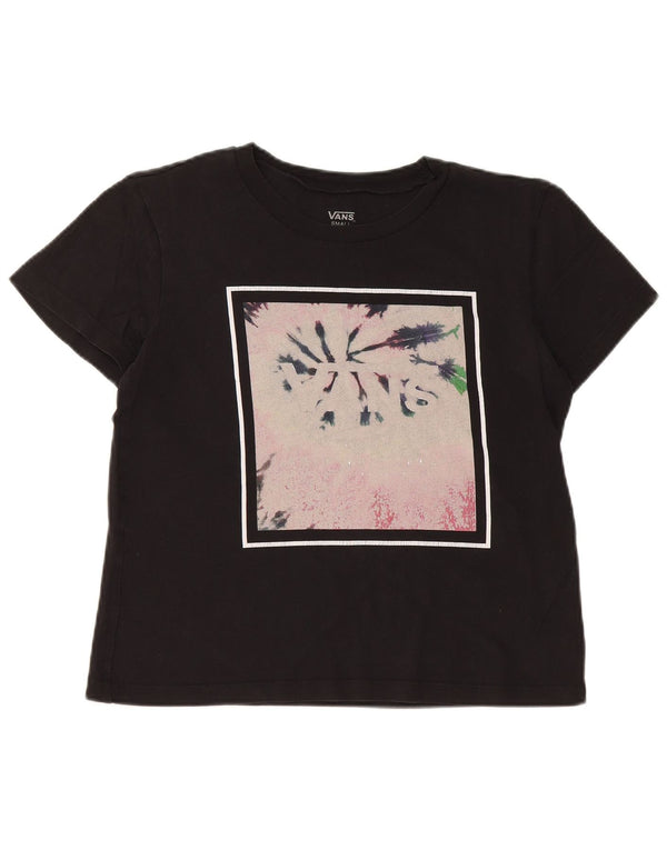 T-shirt grafica da donna VANS Top UK 10 piccola in cotone nero